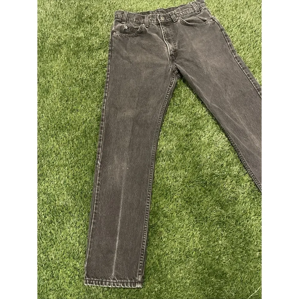 Vintage 90s Levis 505 Orange Tab Black Jeans Made In USA 32x30 Faded Charcoal